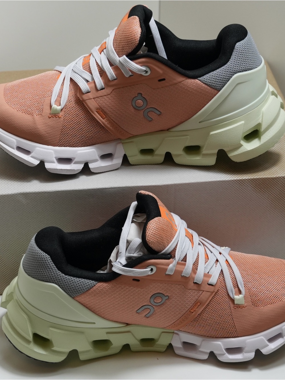 ON Women's Peach Athletic Running Shoes with Pale Green Sole
